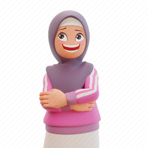 Muslim, woman, cute, sporty, health, avatar 3D illustration - Download on Iconfinder
