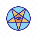 amulet, esoteric, eye, magic, mystic, outline, tool 