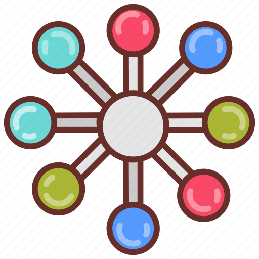 Molecule, atoms, electrons, protons, colors icon - Download on Iconfinder
