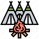 american, bonfire, campground, native, teepee