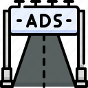 advertising, advertisement, marketing, promotion, ad, welcome gate, road, billboard, toll