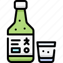 beverage, beverages, drink, food, soju, alcohol, bottle, glass, korean