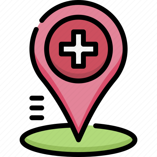 Medical service, medical, healthcare, hospital, location, pin, map icon - Download on Iconfinder