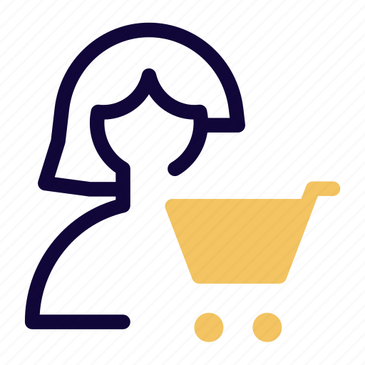 Cart, single woman, shopping, trolley icon - Download on Iconfinder