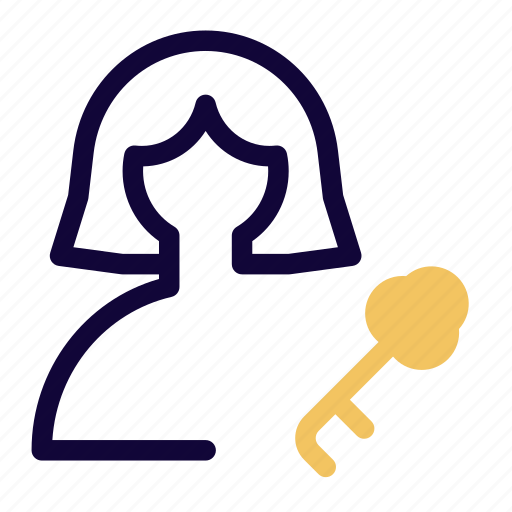 Key, single woman, access, unlock icon - Download on Iconfinder