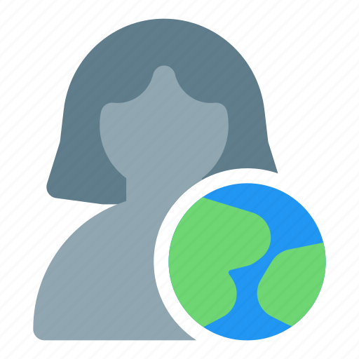 Globe, single woman, global, earth icon - Download on Iconfinder