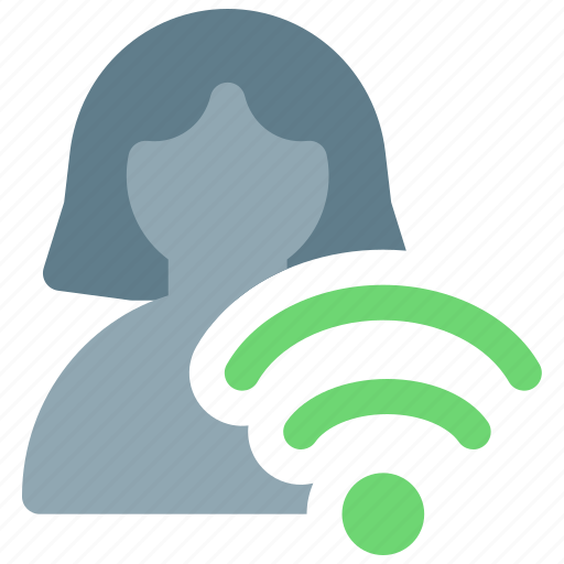 Wifi, internet, signal, wireless, single woman icon - Download on Iconfinder