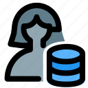database, single woman, stack, server