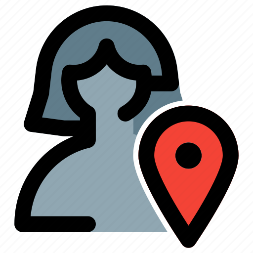 Location, single woman, pin, map, gps icon - Download on Iconfinder