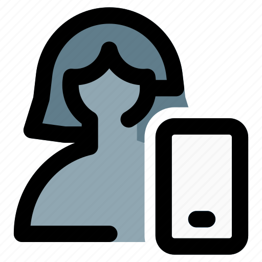 Smartphone, mobile, phone, single woman icon - Download on Iconfinder