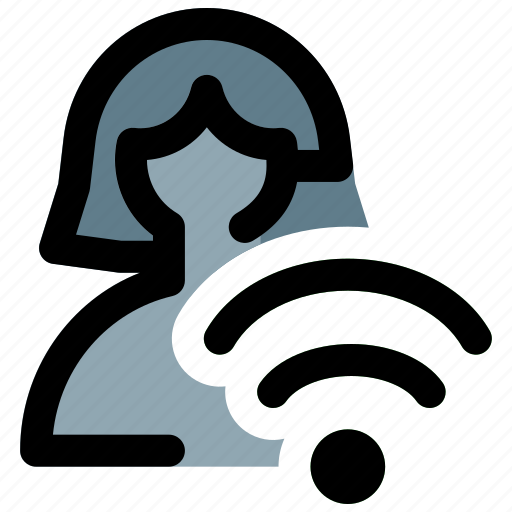 Wifi, wireless, internet, connection, single woman icon - Download on Iconfinder