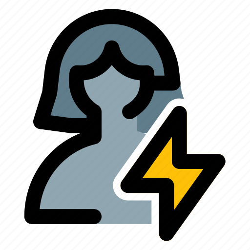 Flash, single woman, power, electricity icon - Download on Iconfinder