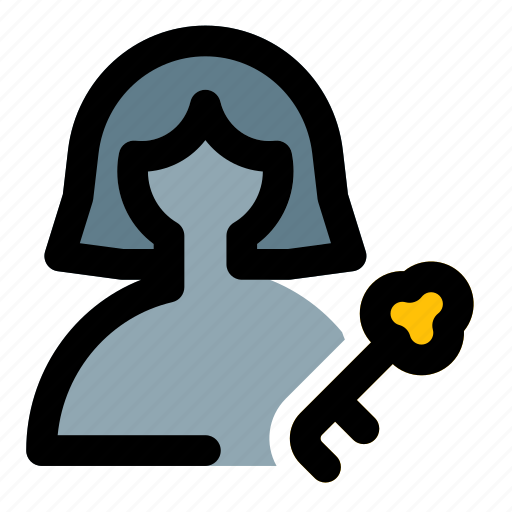 Key, single woman, passkey, skeleton icon - Download on Iconfinder