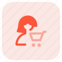 cart, trolley, single woman, shopping