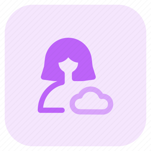 Cloud, data, storage, technology, single woman icon - Download on Iconfinder