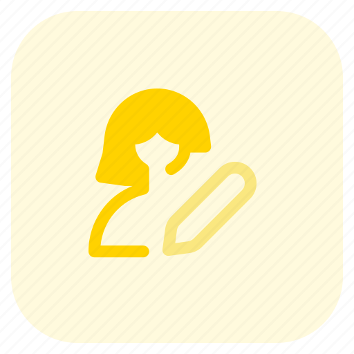 Edit, single woman, pen, write icon - Download on Iconfinder