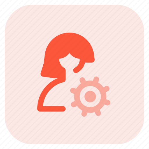 Setting, gear, options, single woman icon - Download on Iconfinder