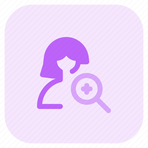 Zoom, in, single woman, magnifier icon - Download on Iconfinder