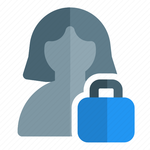 Lock, secure, padlock, single woman icon - Download on Iconfinder