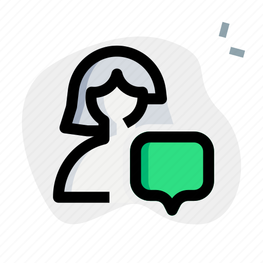 Chat, chat bubble, single woman, message icon - Download on Iconfinder