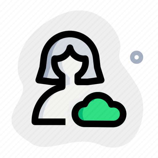 Cloud, technology, single woman, storage icon - Download on Iconfinder