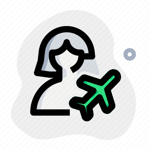 Flight, airplane, airport, single woman icon - Download on Iconfinder