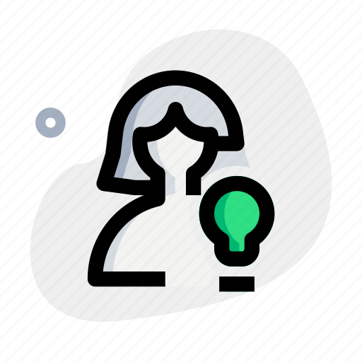 Idea, bulb, single woman, creative icon - Download on Iconfinder
