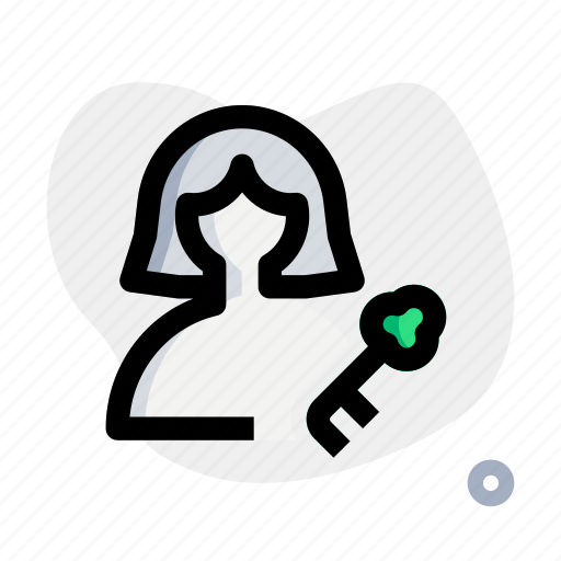 Key, passkey, unlock, access, single woman icon - Download on Iconfinder