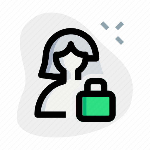 Lock, padlock, single woman, secure icon - Download on Iconfinder