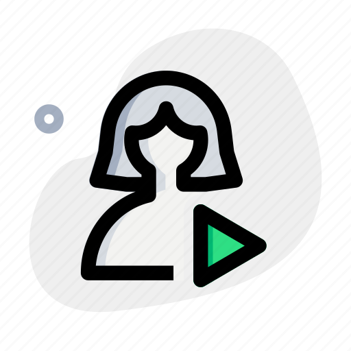Player, play button, multimedia, single woman icon - Download on Iconfinder