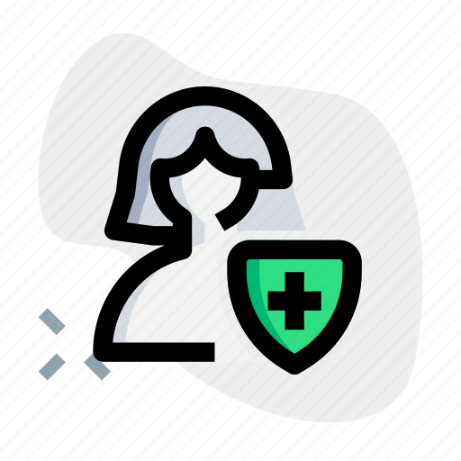 Shield, safety, single woman, guard icon - Download on Iconfinder