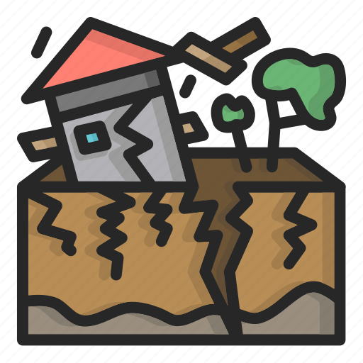 Earthquake, cracked, ground, natural, disasters, nature, destruction icon - Download on Iconfinder