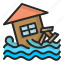 flood, flooding, house, in, a, natural, disasters, nature, tsunami 