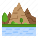 hill, nature, mountain, river, forest