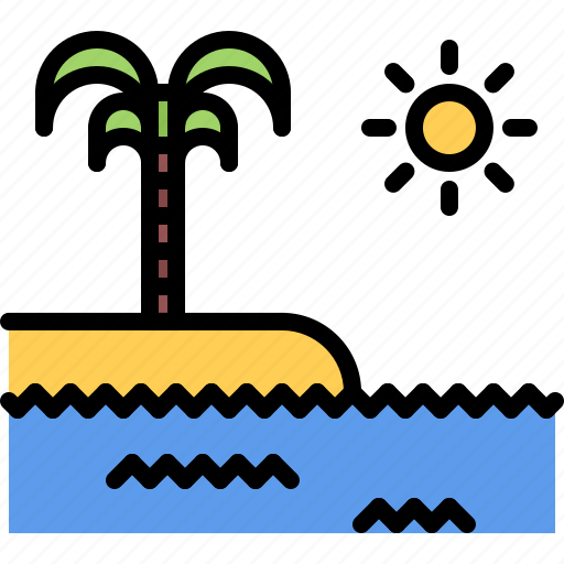 Palm, tree, island, sun, water, nature, landscape icon - Download on Iconfinder