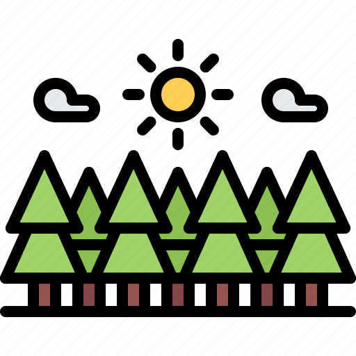 Forest, spruce, sun, cloud, nature, landscape icon - Download on Iconfinder