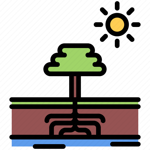 Tree, sun, root, water, nature, landscape icon - Download on Iconfinder