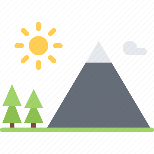 Tree, mountain, sun, nature, landscape icon - Download on Iconfinder