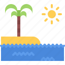 palm, tree, island, sun, water, nature, landscape