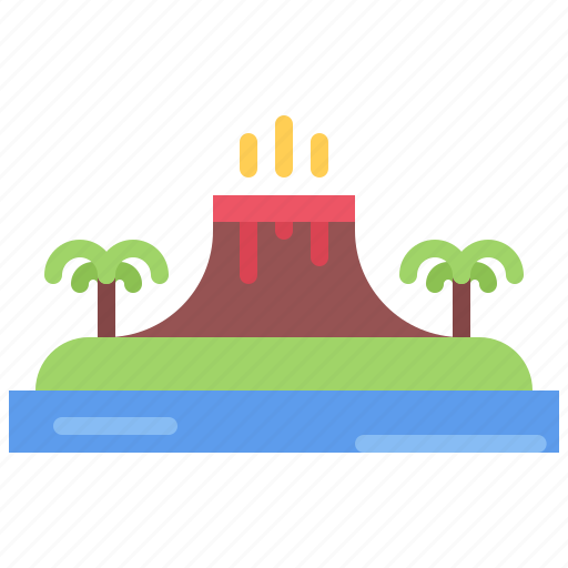 Island, volcano, palm, tree, water, nature, landscape icon - Download on Iconfinder