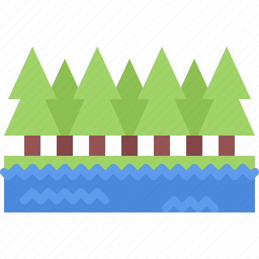 Forest, spruce, water, nature, landscape icon - Download on Iconfinder