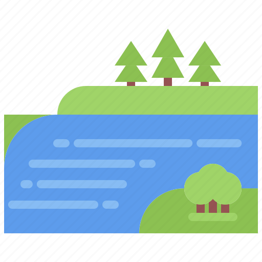 Lake, tree, river, bush, nature, landscape icon - Download on Iconfinder