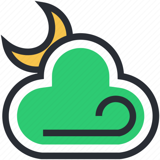 Cloud, moon, night, weather, wind icon - Download on Iconfinder