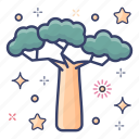 baobab tree, bushy tree, forest tree, fruit tree, green tree, hardwood tree, shrub 