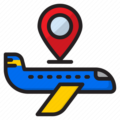 Airplane, flight, location, pin, plane icon - Download on Iconfinder