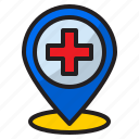 hospital, location, medical, navigation, pin