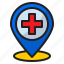 hospital, location, medical, navigation, pin 