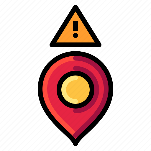 Attention, caution, danger, pin, location icon - Download on Iconfinder