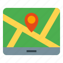 direction, guide, map, navigation, tablet