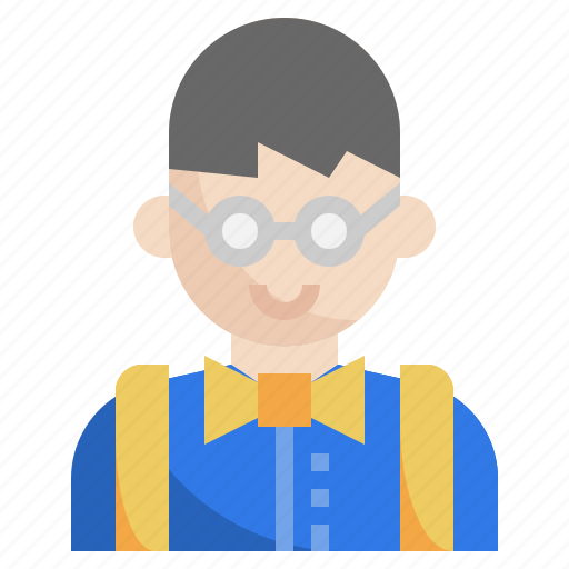 Boy, nerd, glasses, bow, tie, user icon - Download on Iconfinder
